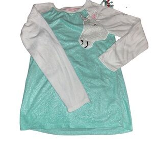 Kids Unicorn Long Sleeve Shirt - White and Green